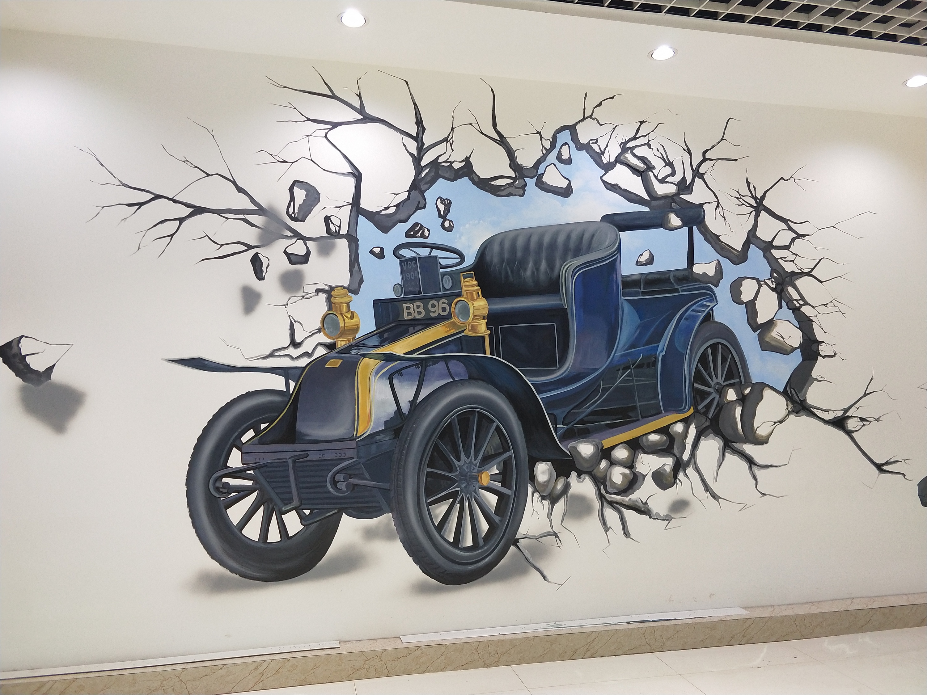 手繪3D壁畫 當(dāng)汽車藝術(shù)駛?cè)胍曈X奇境